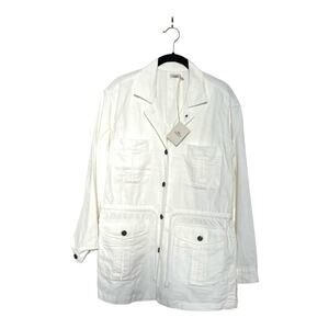 NWT Faherty Womens Larkspur Linen Jacket in White Size XS